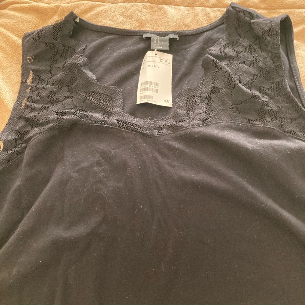 H&M Black Tank Top with Lace Detail